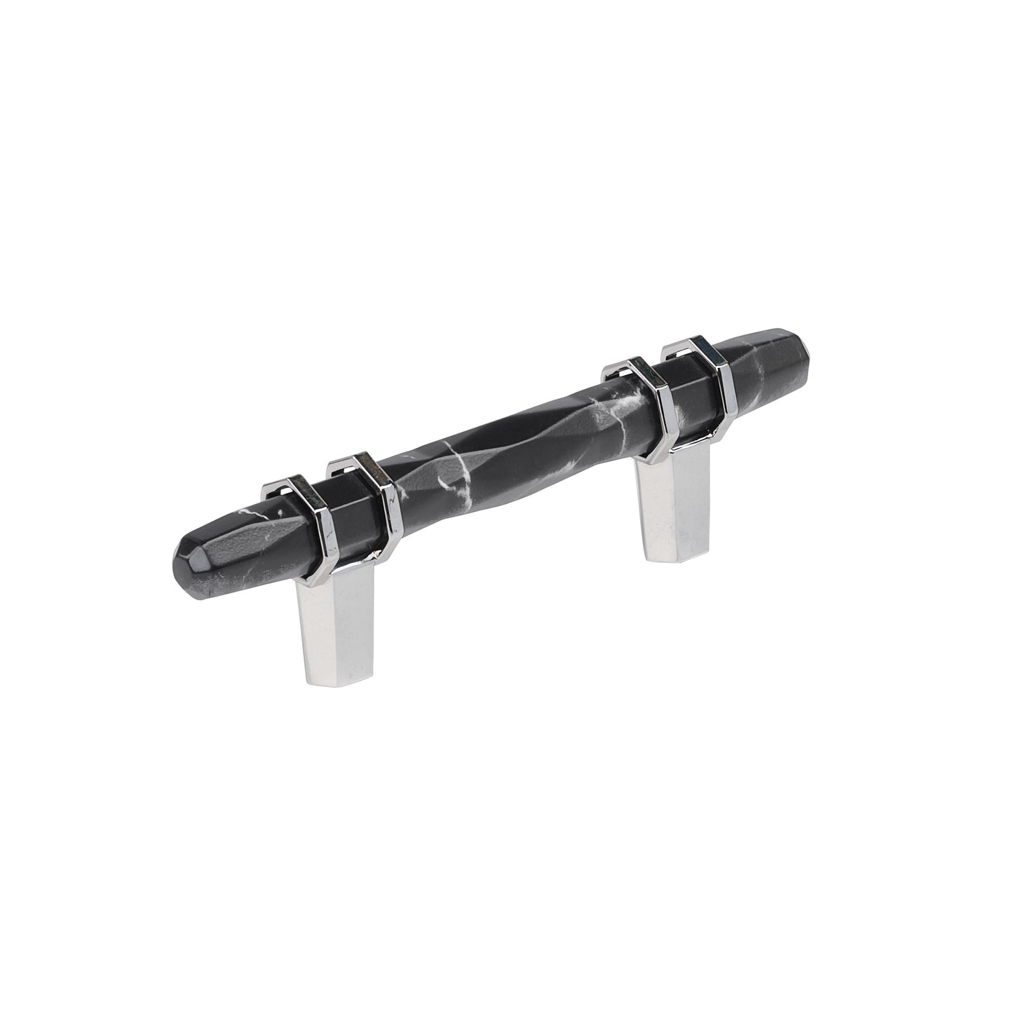 Amerock Carrione Pull - 3 inch (76mm) CTC - Marble Black/Polished Chrome