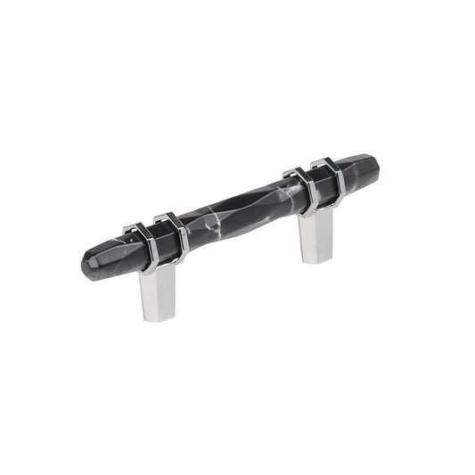 Amerock Carrione Pull - 3 inch (76mm) CTC - Marble Black/Polished Chrome