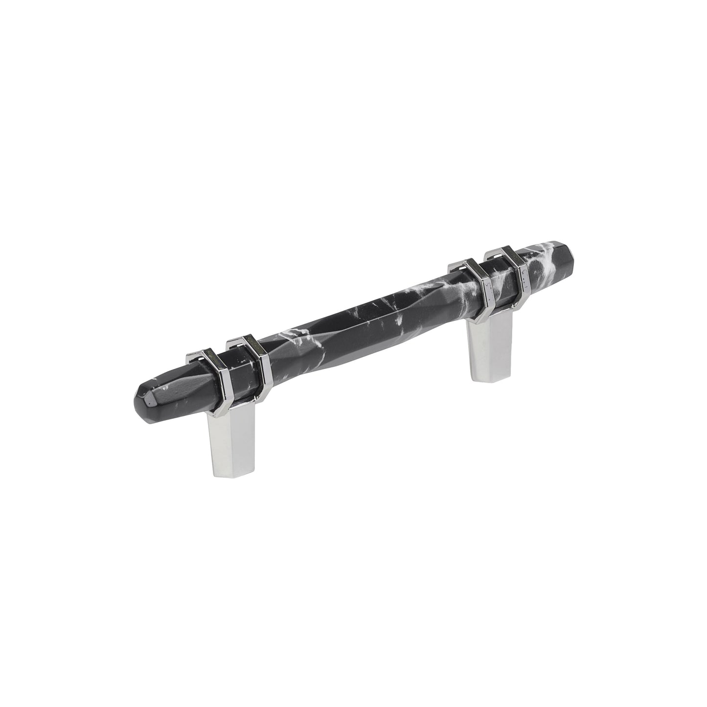 Amerock Carrione Pull - 3-3/4 inch (96mm) CTC - Marble Black/Polished Chrome