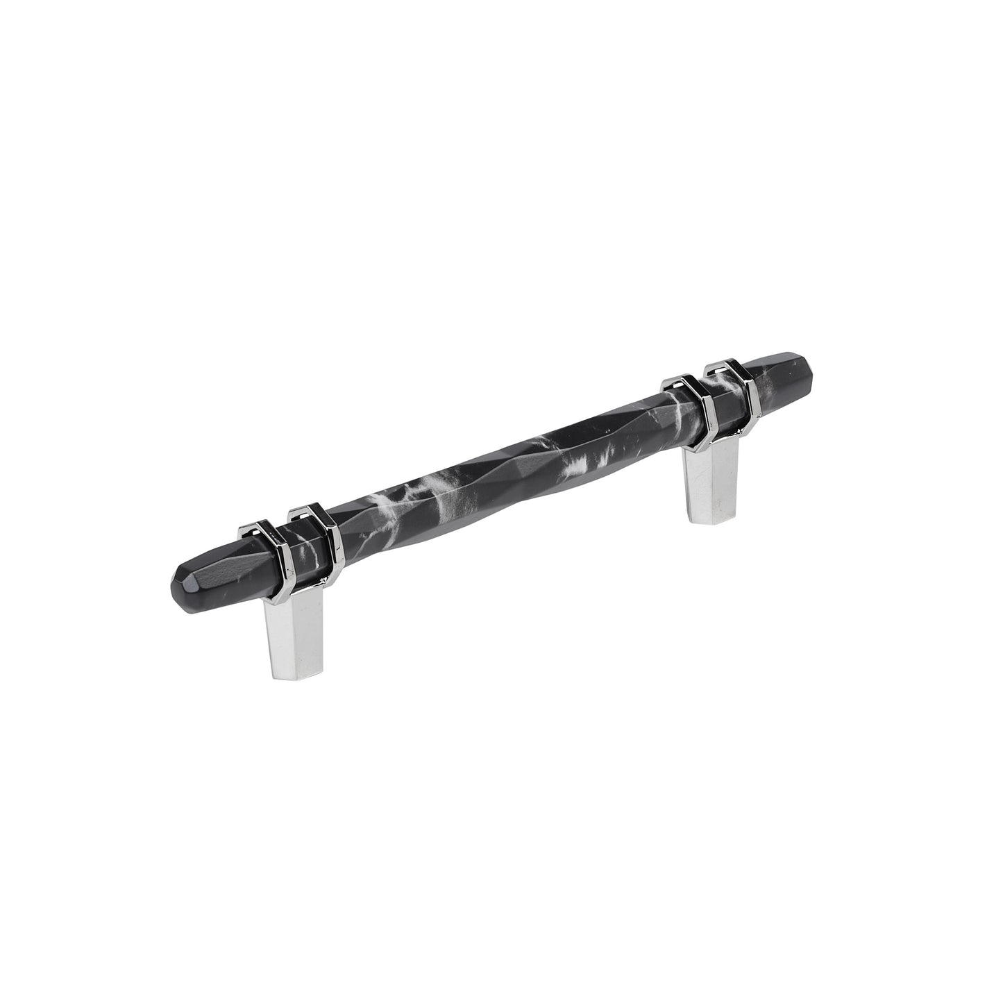 Amerock Carrione Pull - 5-1/16 inch (128mm) CTC - Marble Black/Polished Chrome