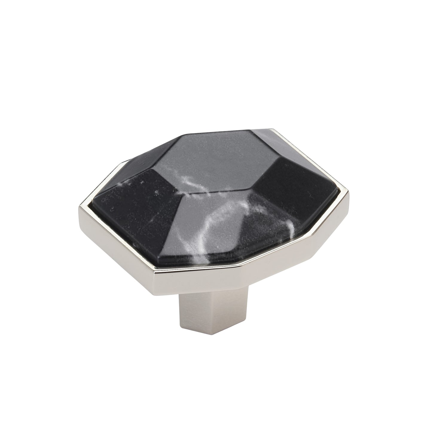 Amerock Carrione Knob - 1-5/8 inch (41mm) Length - Marble Black/Polished Nickel