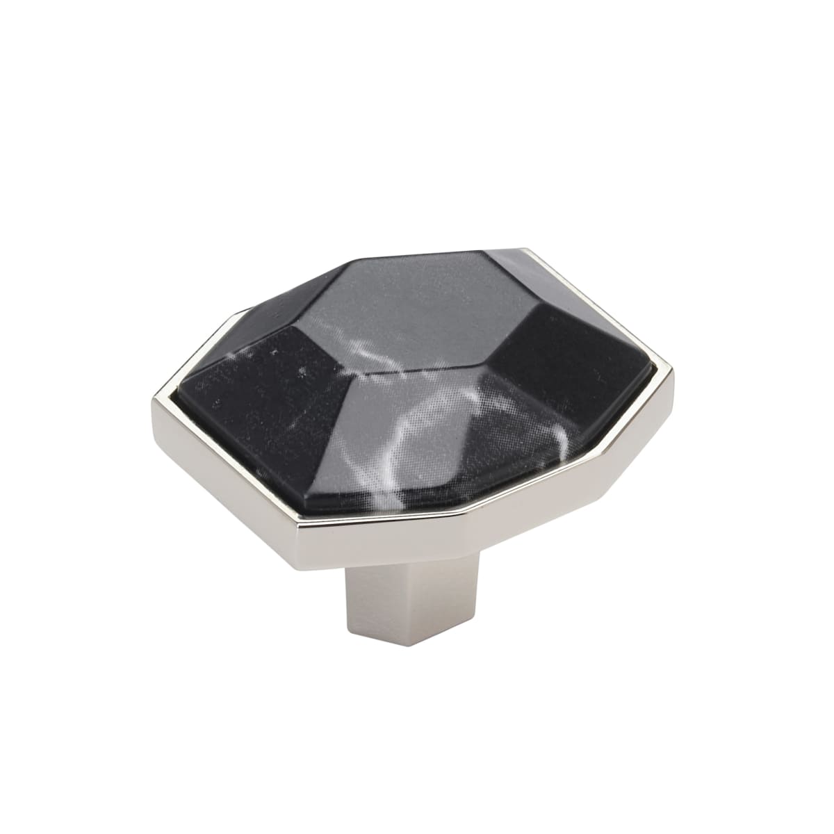 Amerock Carrione Cabinet Knob - Marble Black/Polished Nickel