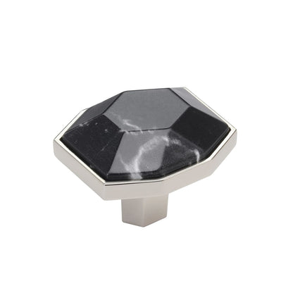 Amerock Carrione Cabinet Knob - Marble Black/Polished Nickel