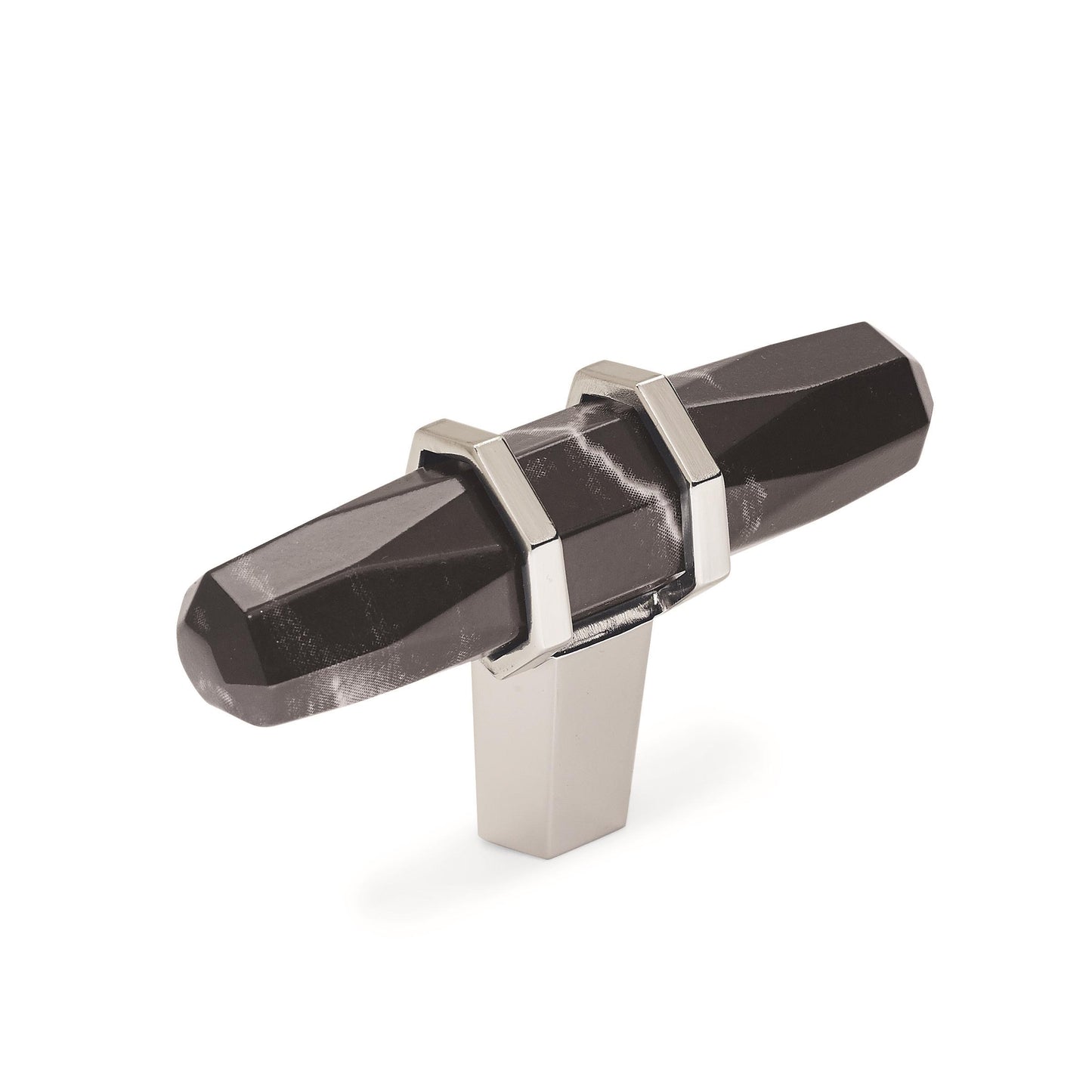 Amerock Carrione Knob - 2-1/2 inch (64mm) Length - Marble Black/Polished Nickel