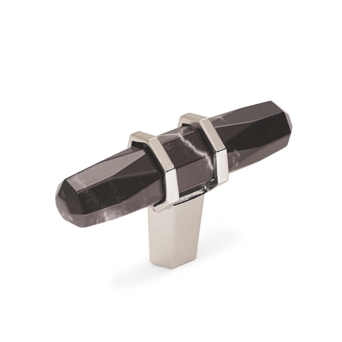 Amerock Carrione Cabinet Knob - Marble Black/Polished Nickel