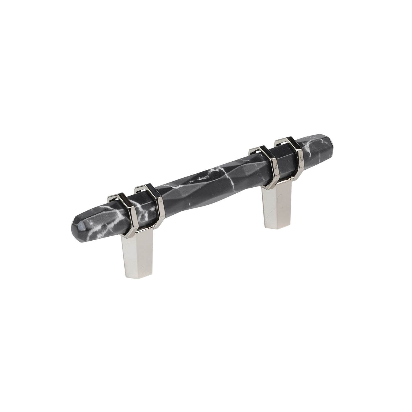 Amerock Carrione Pull - 3 inch (76mm) CTC - Marble Black/Polished Nickel