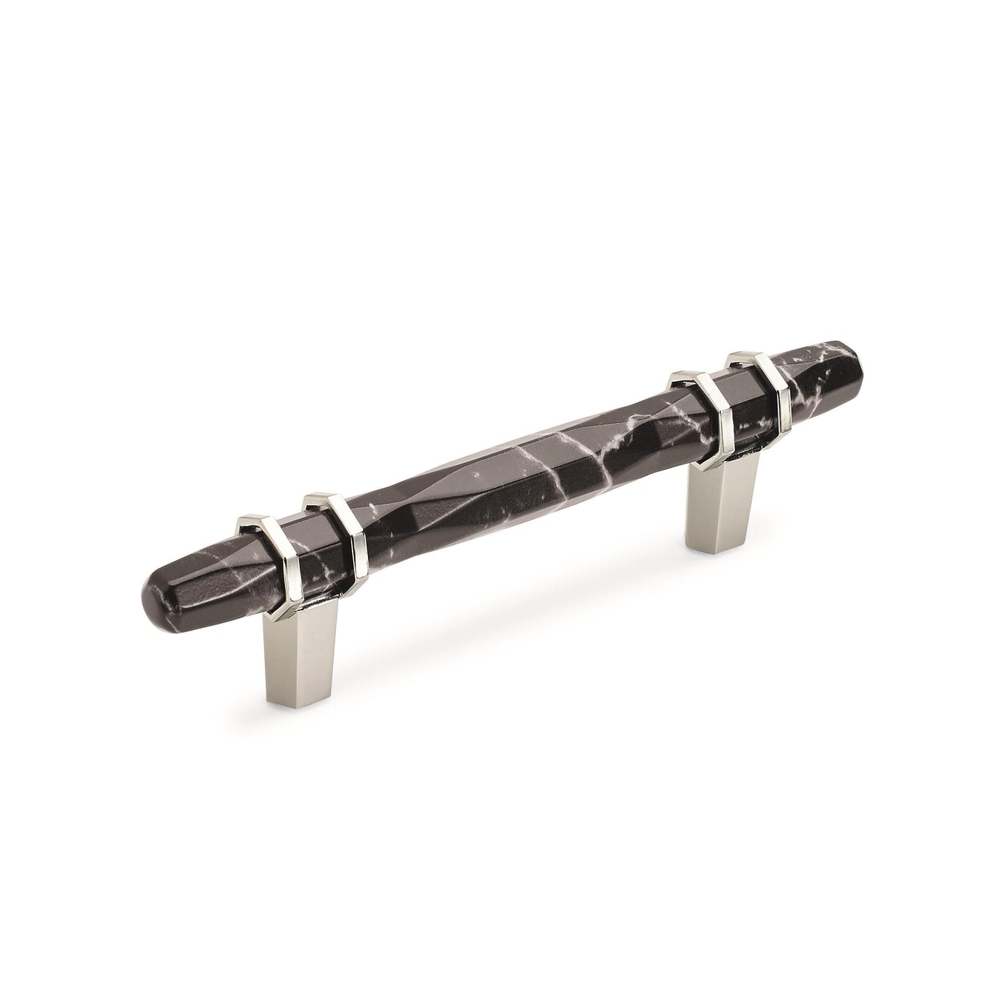 Amerock Carrione Pull - 3-3/4 inch (96mm) CTC - Marble Black/Polished Nickel