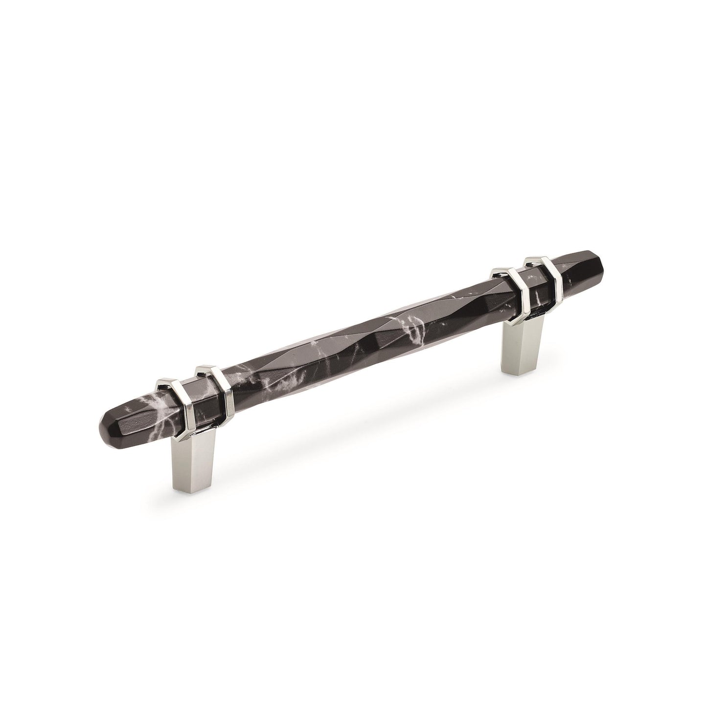 Amerock Carrione Pull - 5-1/16 inch (128mm) CTC - Marble Black/Polished Nickel
