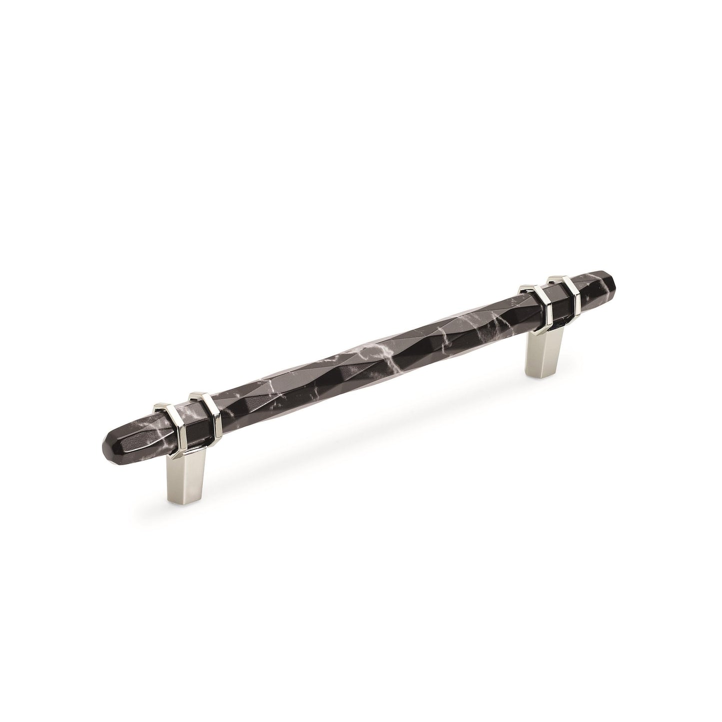 Amerock Carrione Pull - 6-5/16 inch (160mm) CTC - Marble Black/Polished Nickel