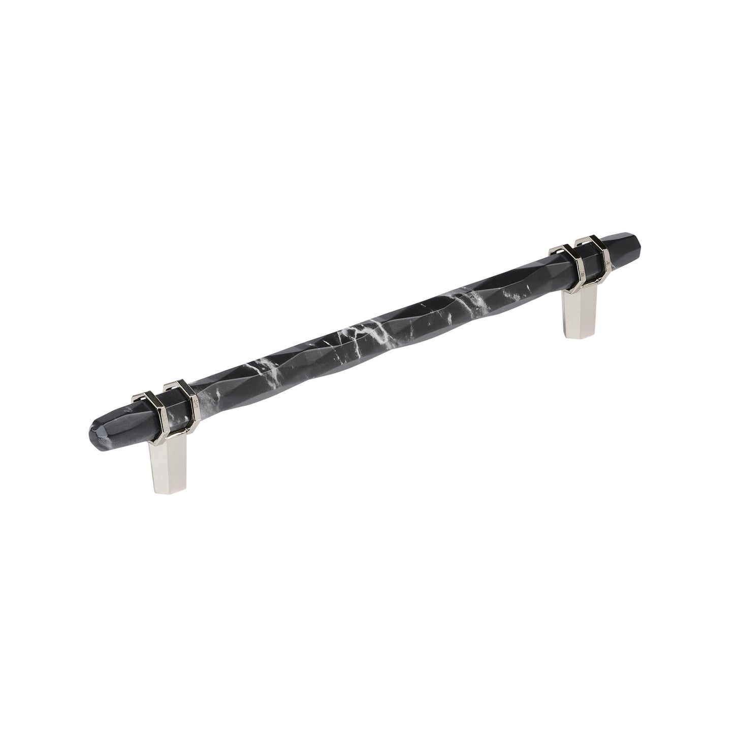 Amerock Carrione Pull - 8 inch (203mm) CTC - Marble Black/Polished Nickel
