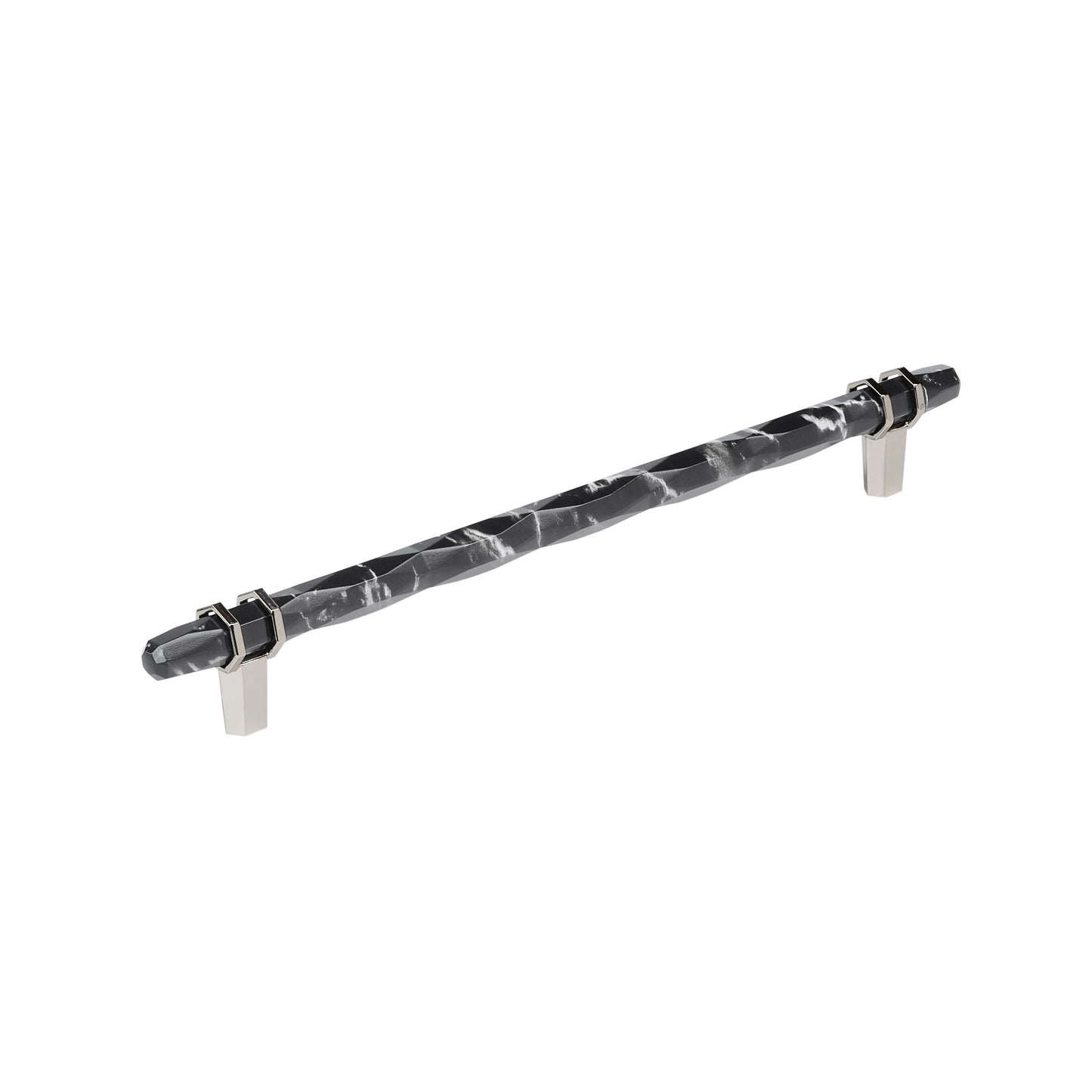 Amerock Carrione Pull - 10-1/16 inch (256mm) CTC - Marble Black/Polished Nickel