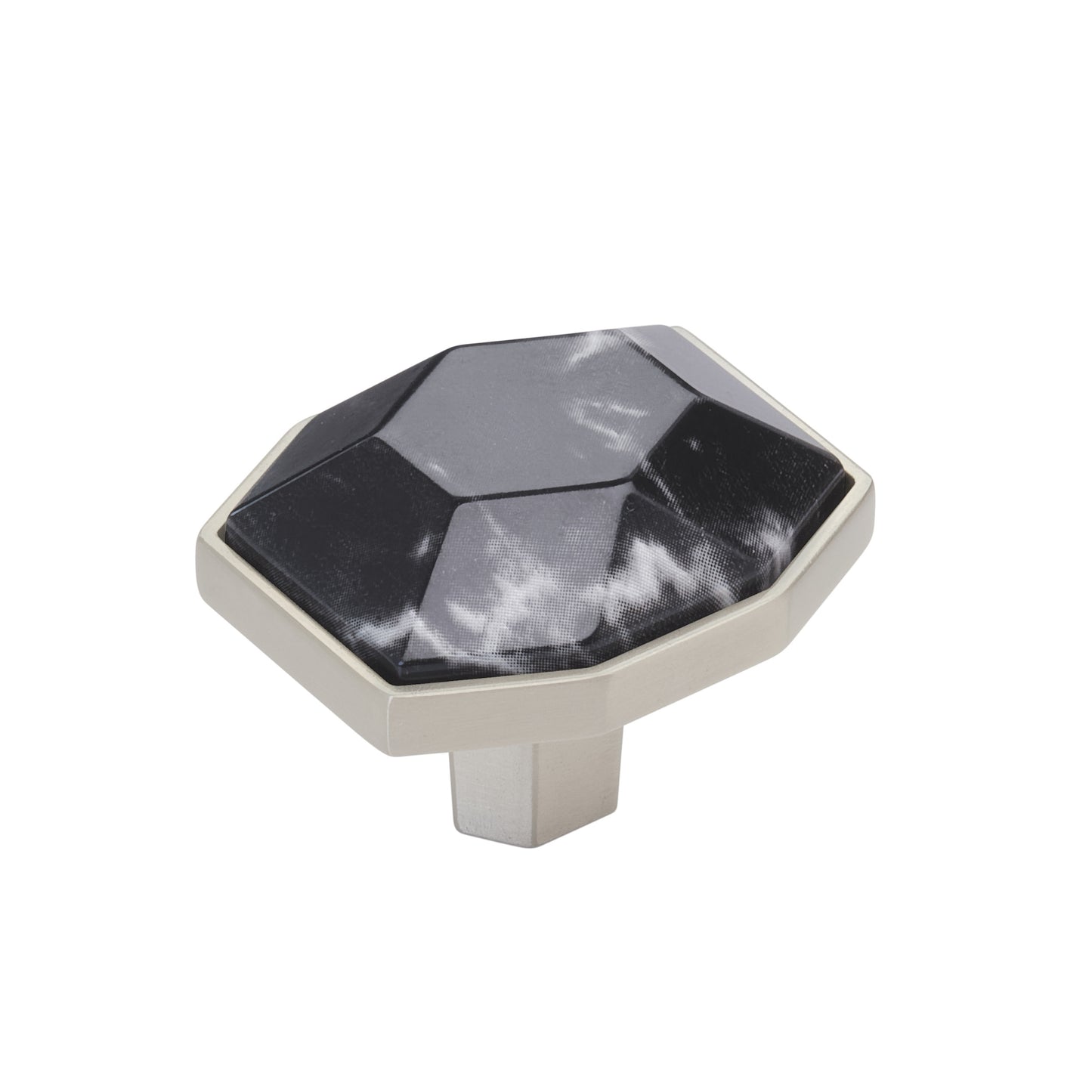 Amerock Carrione Knob - 1-5/8 inch (41mm) Length - Marble Black/Satin Nickel