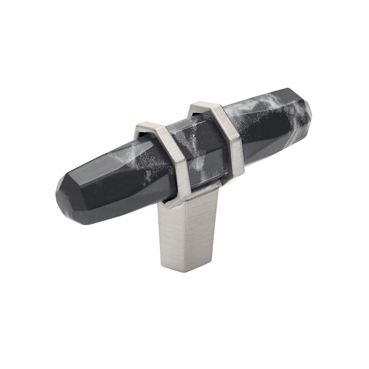 Amerock Carrione Knob - 2-1/2 inch (64mm) Length - Marble Black/Satin Nickel