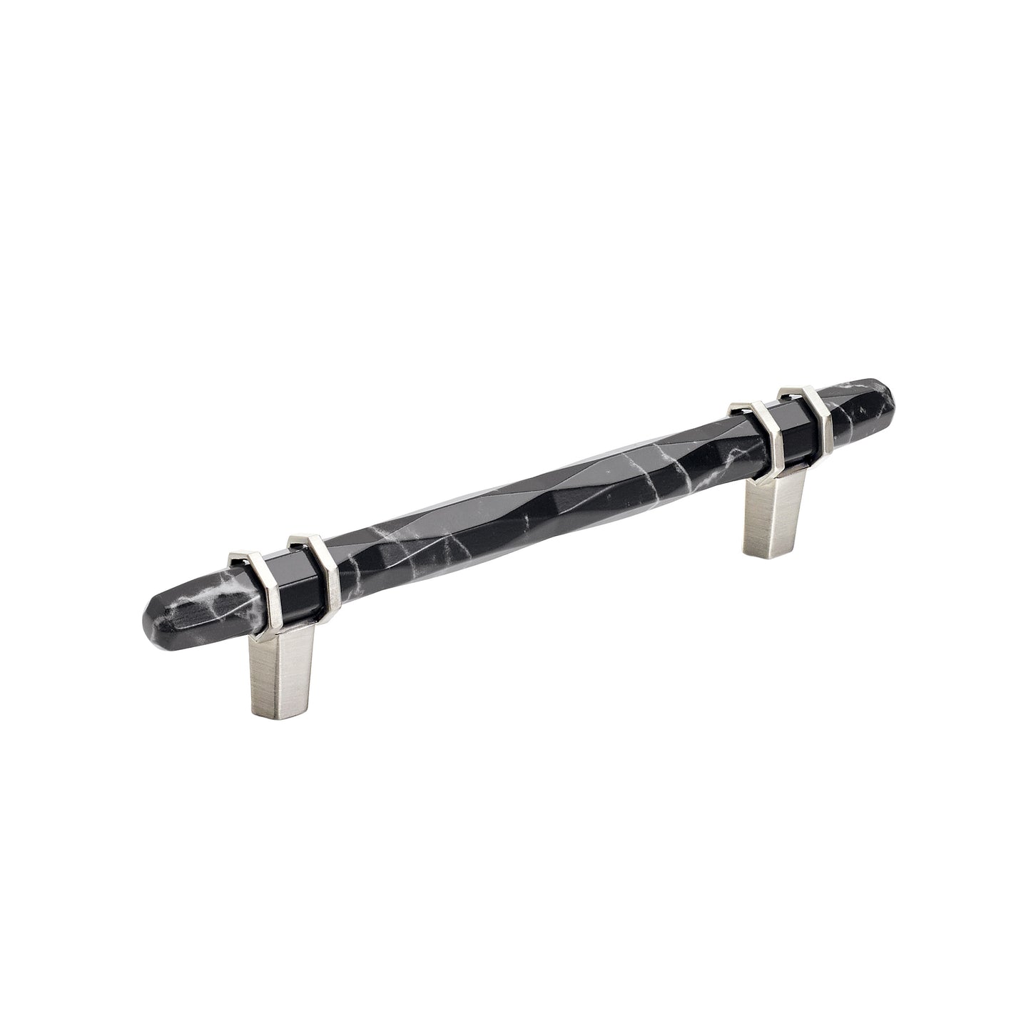 Amerock Carrione Pull - 5-1/16 inch (128mm) CTC - Marble Black/Satin Nickel