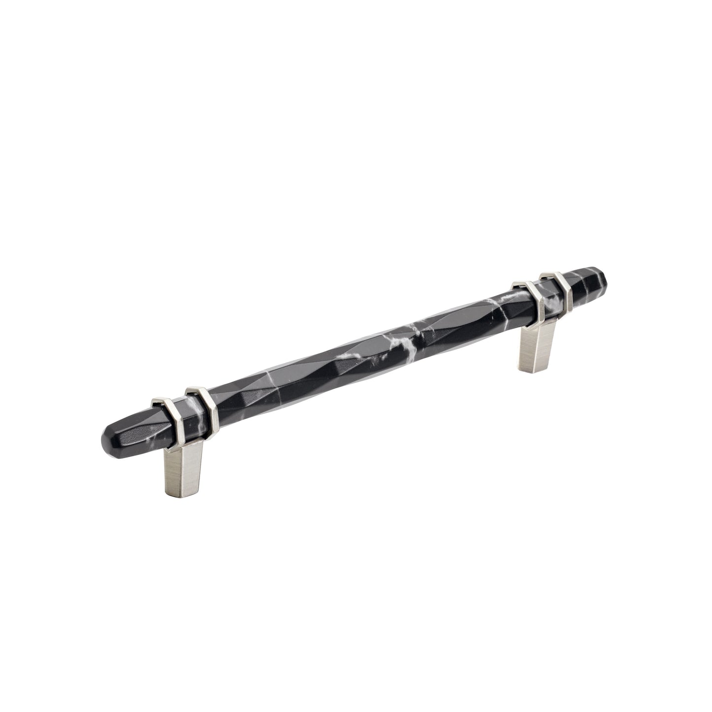 Amerock Carrione Pull - 6-5/16 inch (160mm) CTC - Marble Black/Satin Nickel