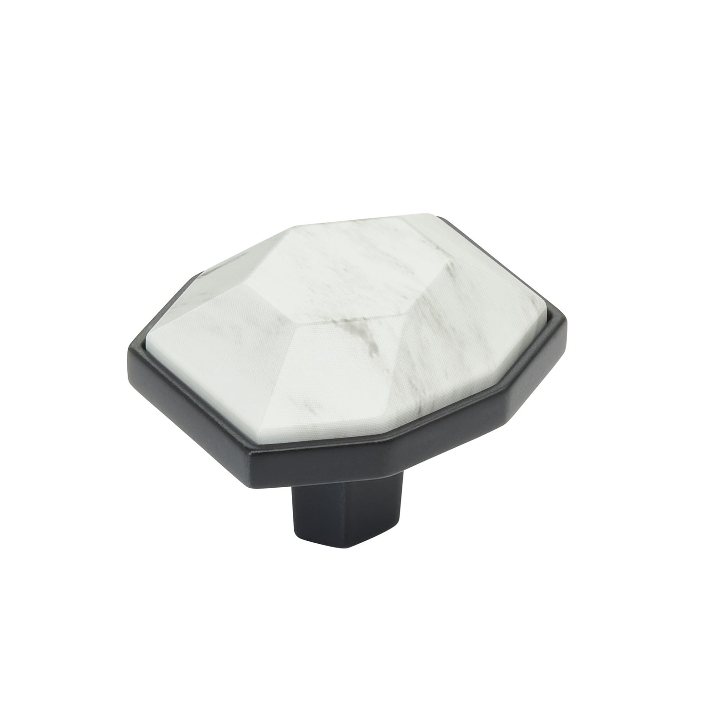 Amerock Carrione Knob - 1-5/8 inch (41mm) Length - Marble White/Black Bronze