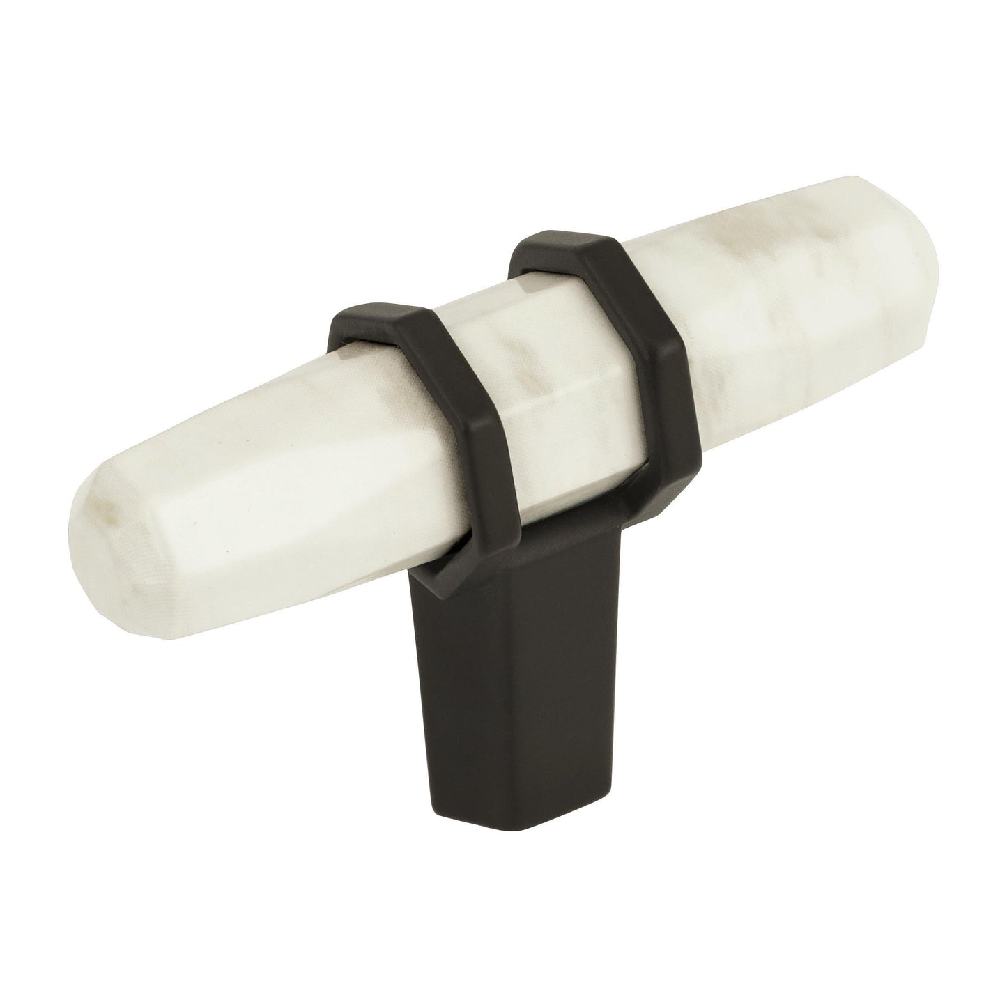 Amerock Carrione Knob - 2-1/2 inch (64mm) Length - Marble White/Black Bronze
