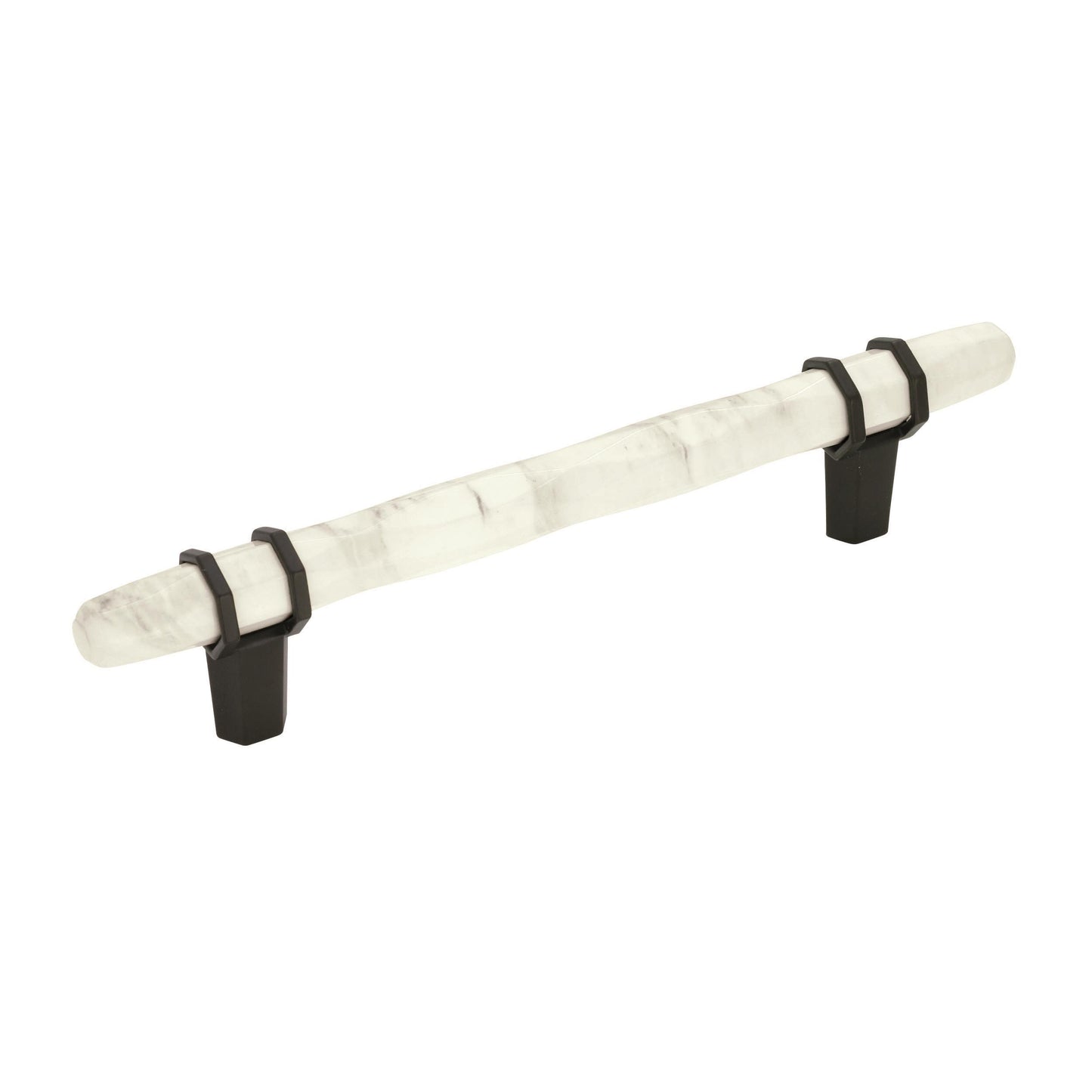 Amerock Carrione Pull - 5-1/16 inch (128mm) CTC - Marble White/Black Bronze