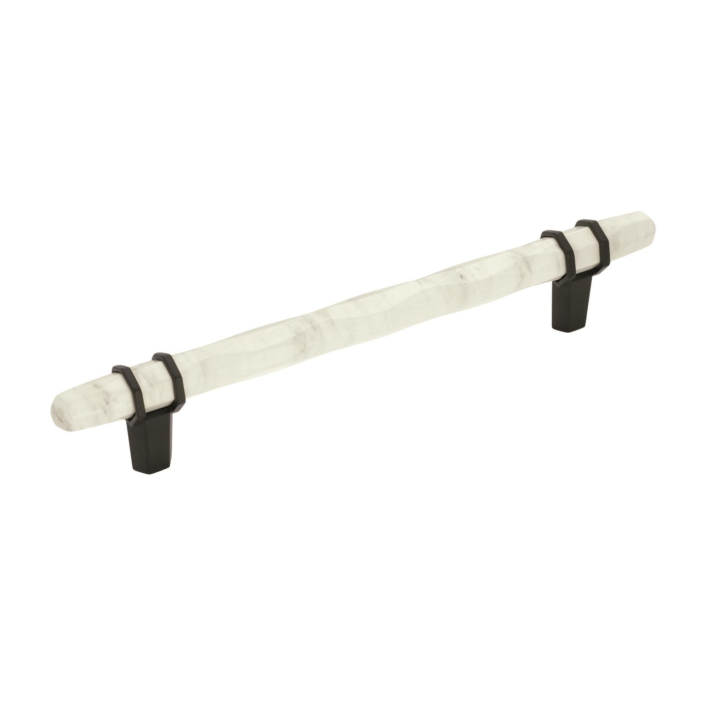 Amerock Carrione Pull - 6-5/16 inch (160mm) CTC - Marble White/Black Bronze