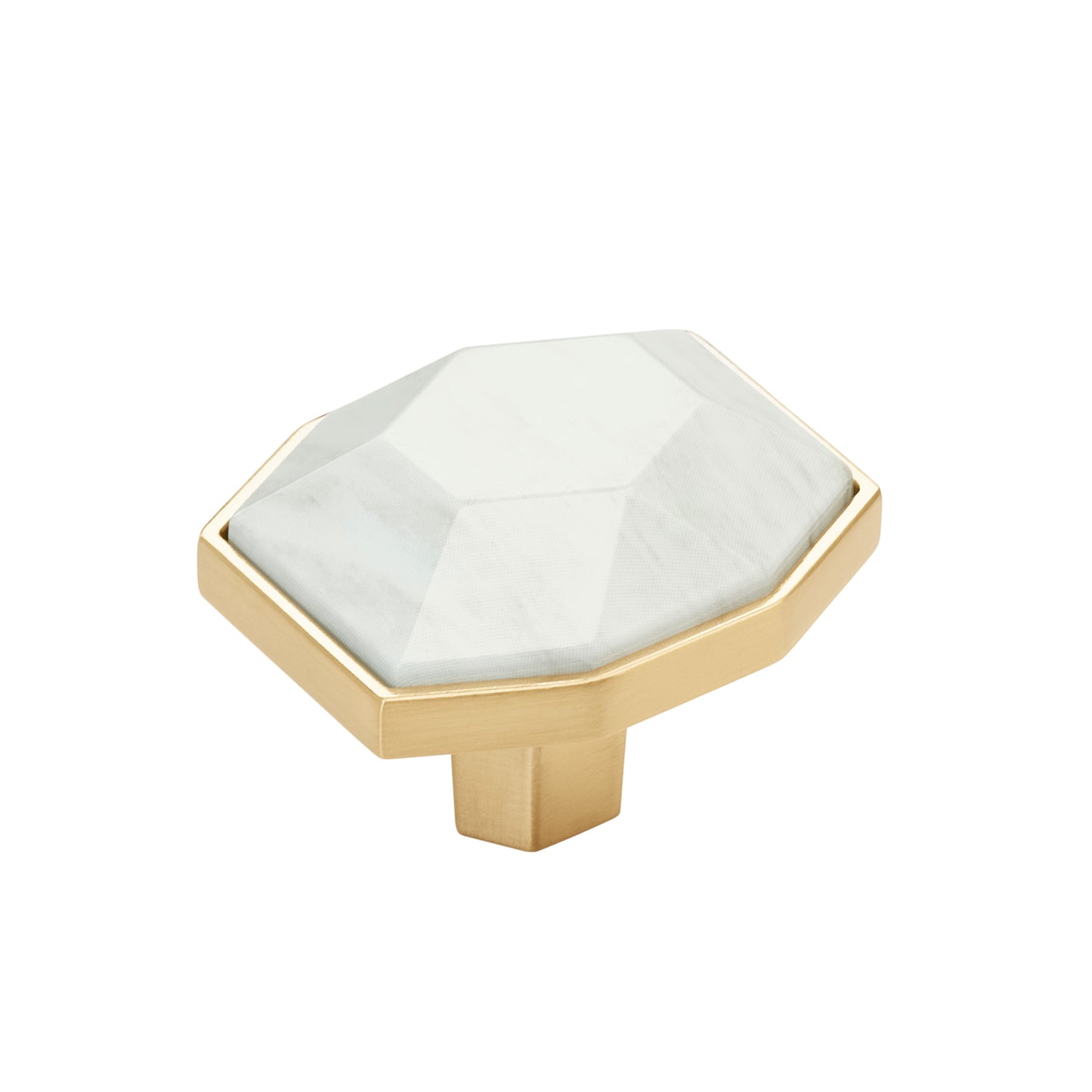 Amerock Carrione Knob - 1-5/8 inch (41mm) Length - Marble White/Champagne Bronze