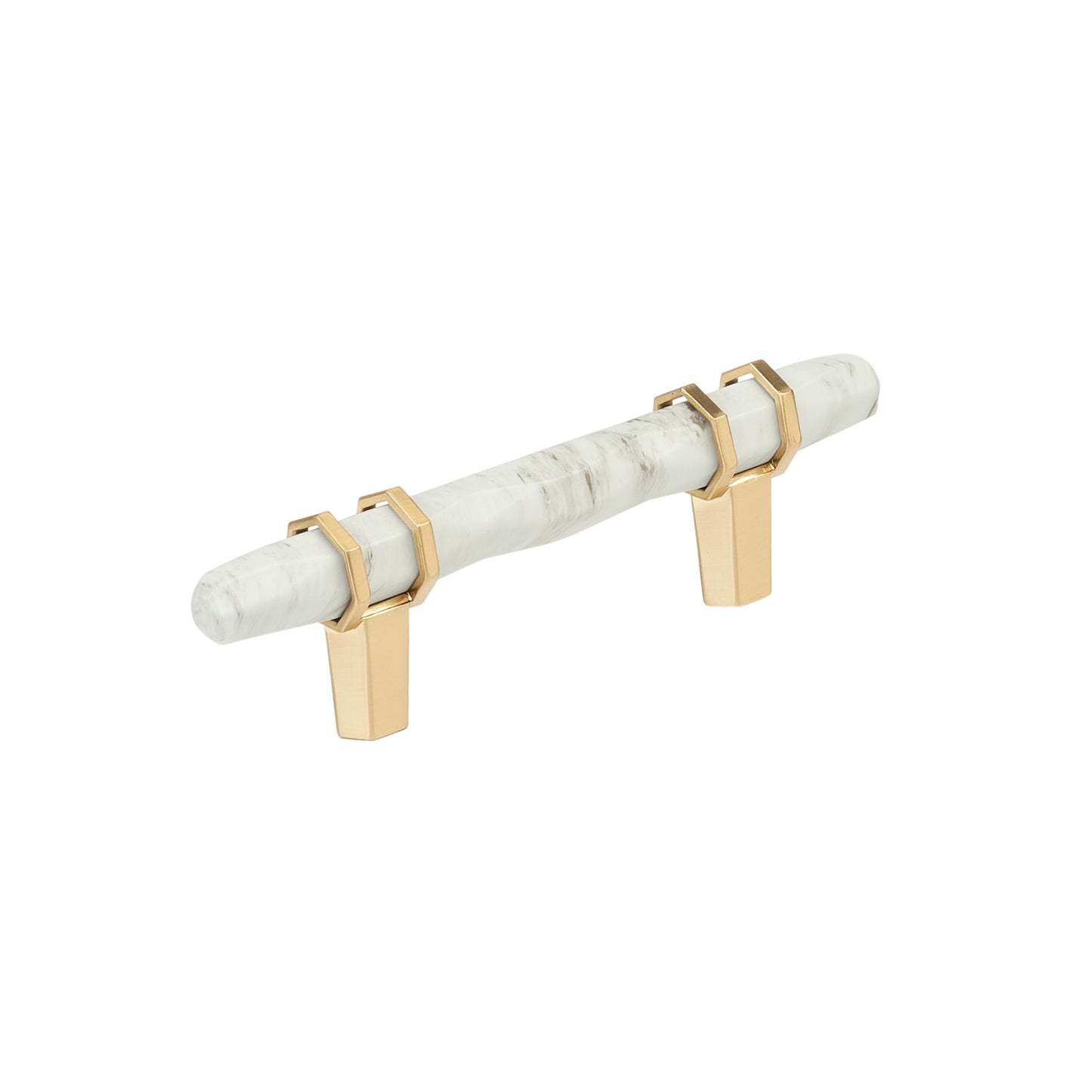 Amerock Carrione Pull - 3 inch (76mm) CTC - Marble White/Champagne Bronze