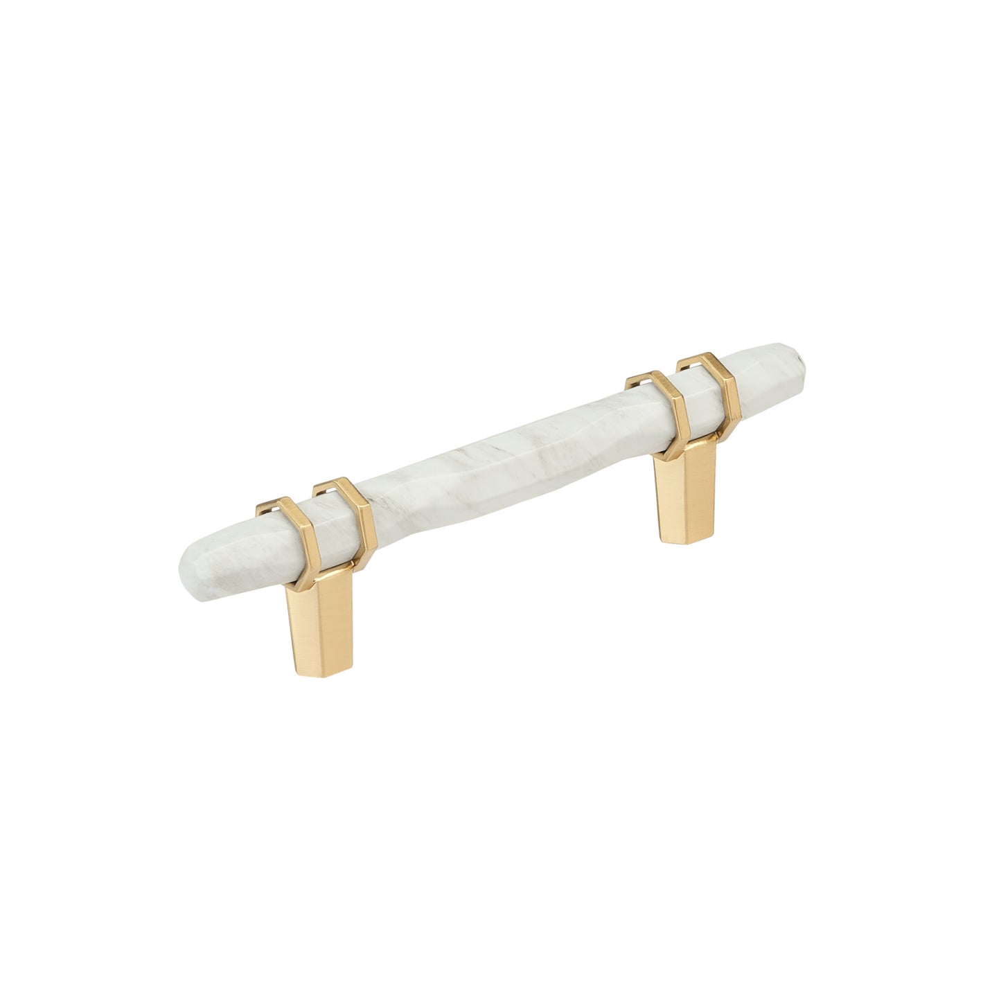 Amerock Carrione Pull - 3-3/4 inch (96mm) CTC - Marble White/Champagne Bronze