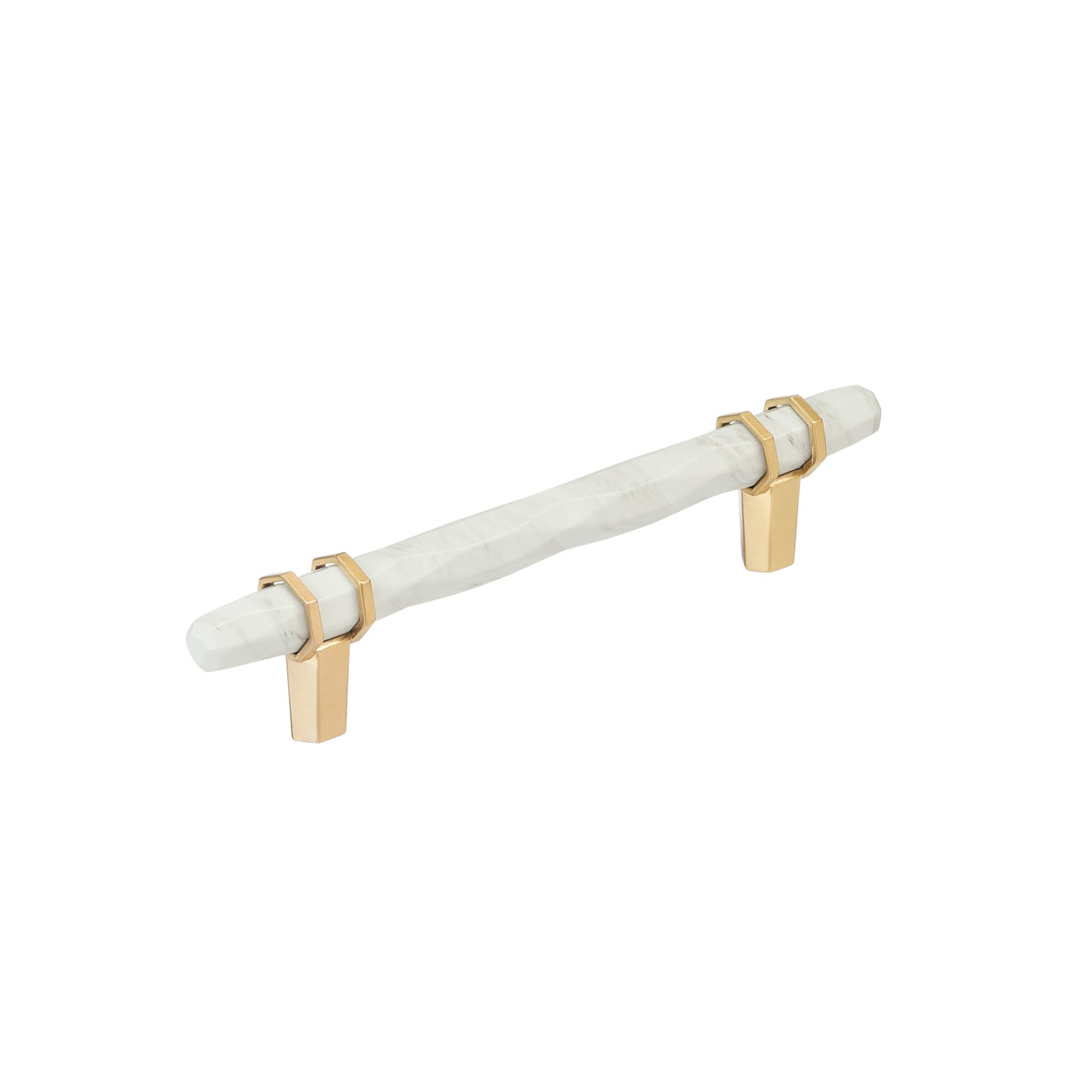 Amerock Carrione Pull - 5-1/16 inch (128mm) CTC - Marble White/Champagne Bronze