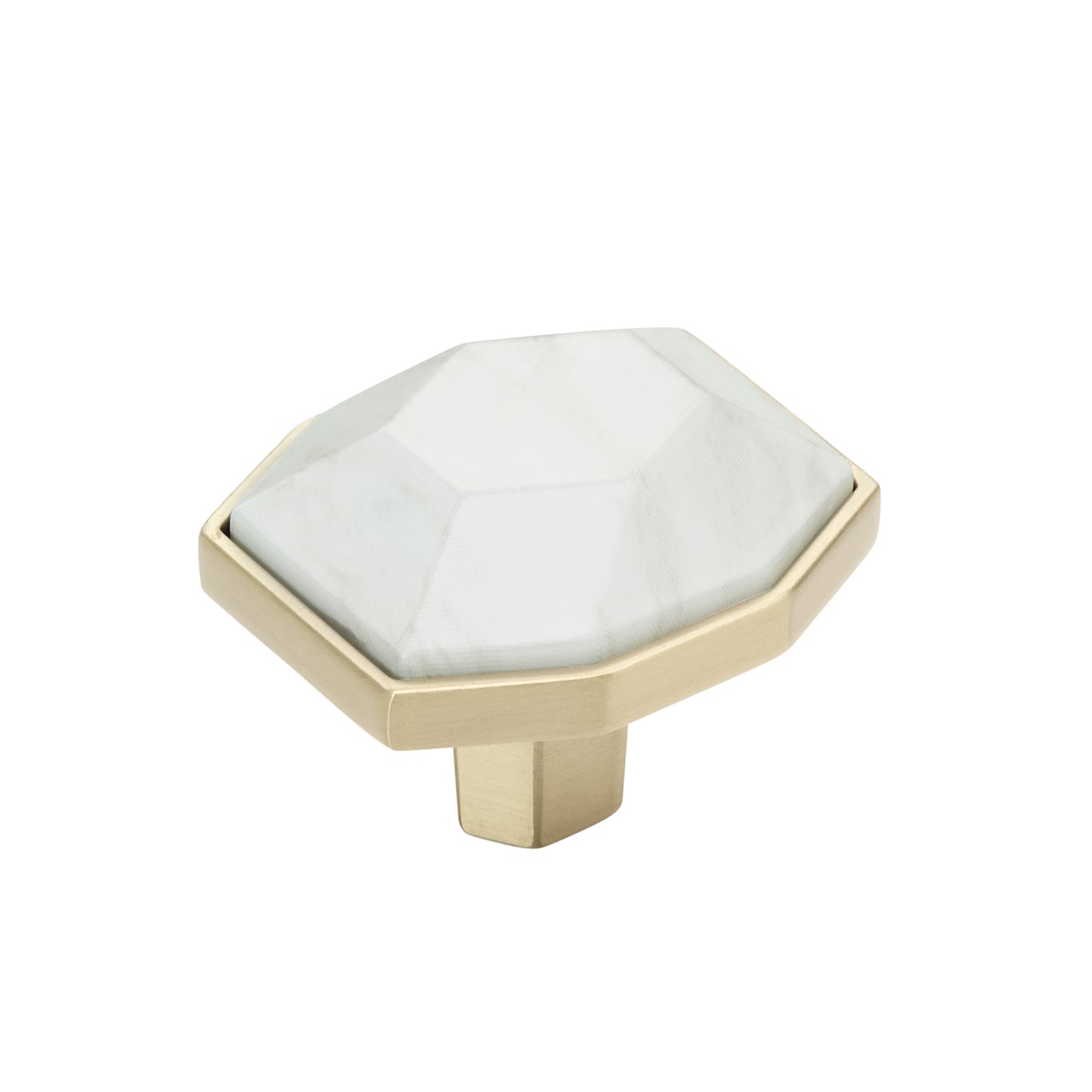 Amerock Carrione Knob - 1-5/8 inch (41mm) Length - Marble White/Golden Champagne