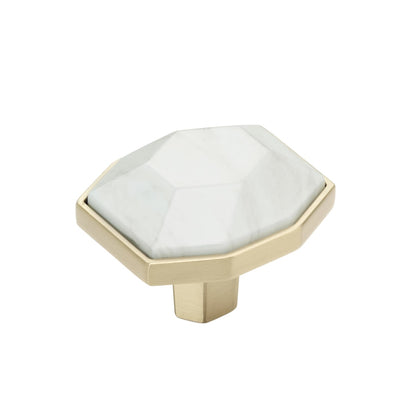 Amerock Carrione Cabinet Knob - Marble White/Golden Champagne