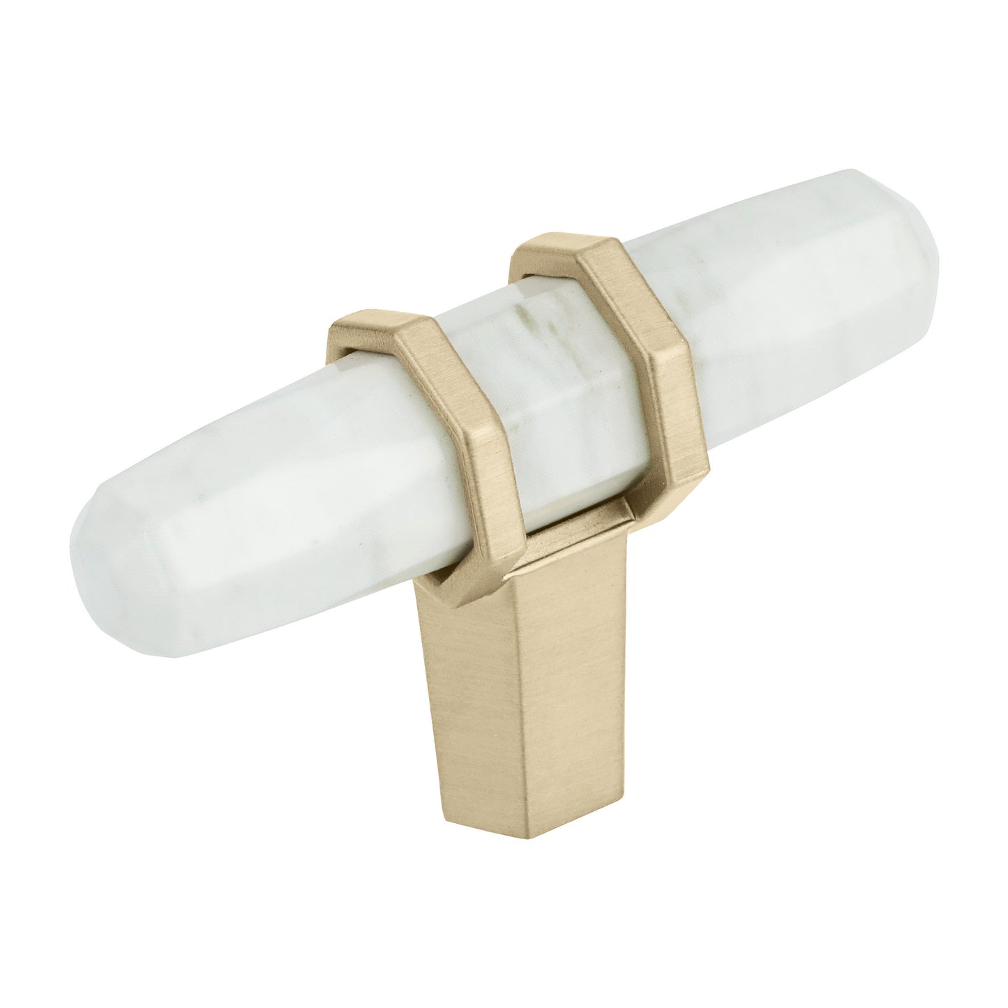 Amerock Carrione Knob - 2-1/2 inch (64mm) Length - Marble White/Golden Champagne
