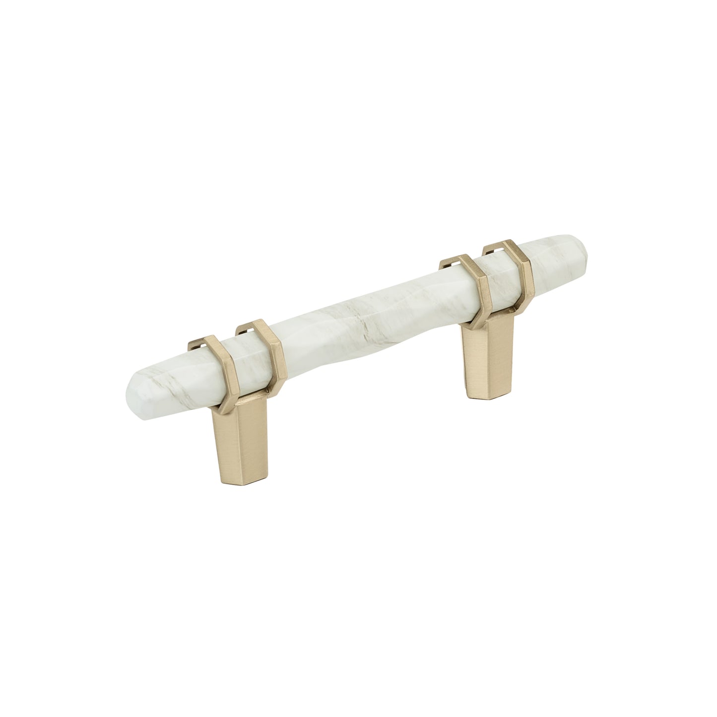 Amerock Carrione Pull - 3 inch (76mm) CTC - Marble White/Golden Champagne