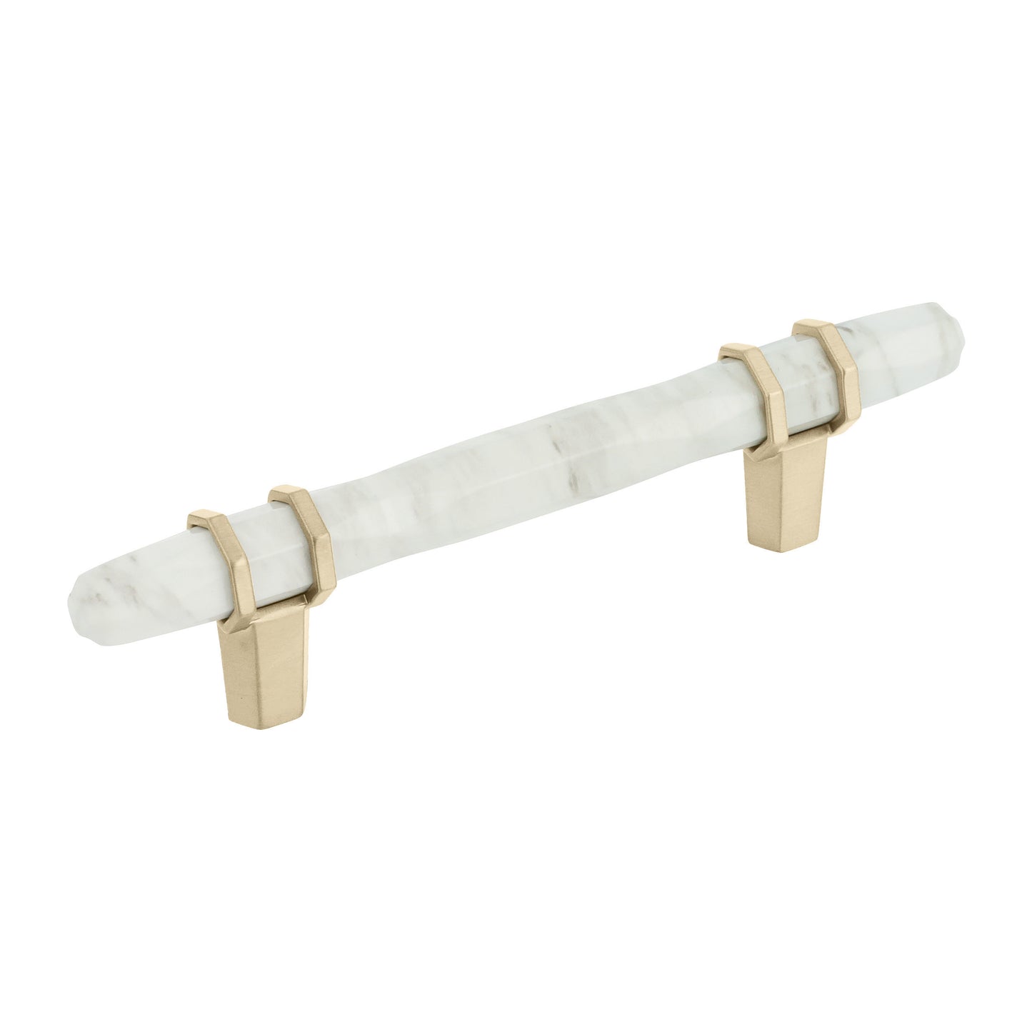 Amerock Carrione Pull - 3-3/4 inch (96mm) CTC - Marble White/Golden Champagne