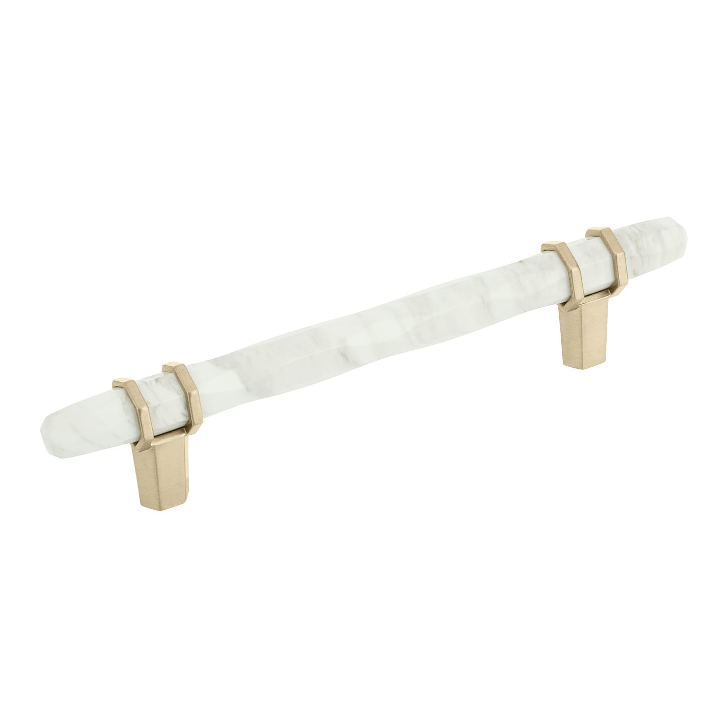 Amerock Carrione Pull - 5-1/16 inch (128mm) CTC - Marble White/Golden Champagne