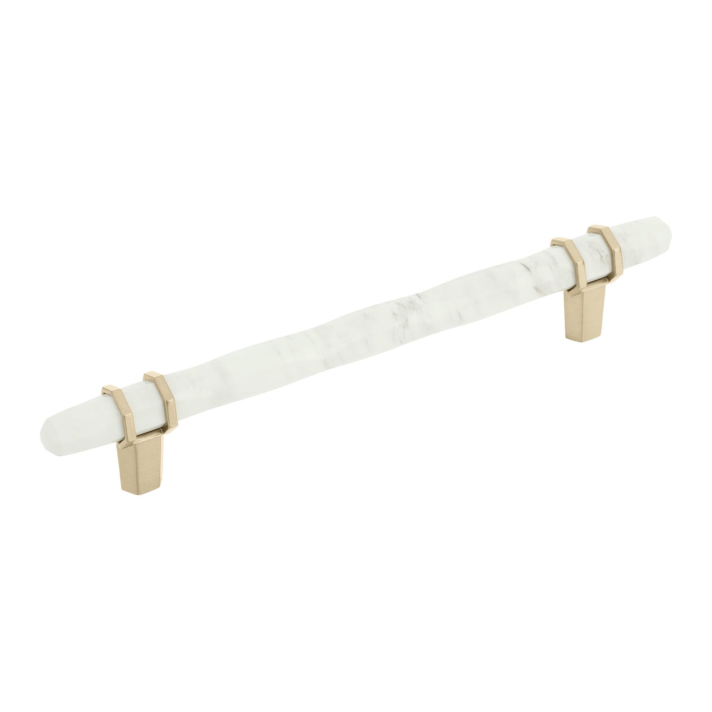 Amerock Carrione Pull - 6-5/16 inch (160mm) CTC - Marble White/Golden Champagne