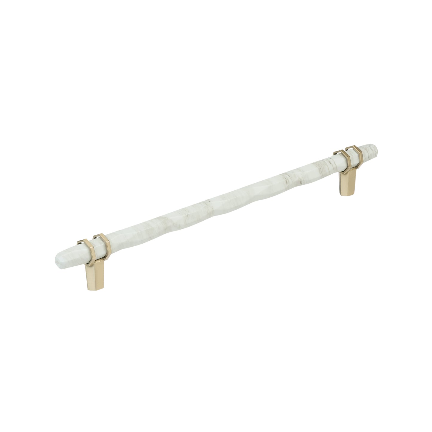 Amerock Carrione Pull - 10-1/16 inch (256mm) CTC - Marble White/Golden Champagne
