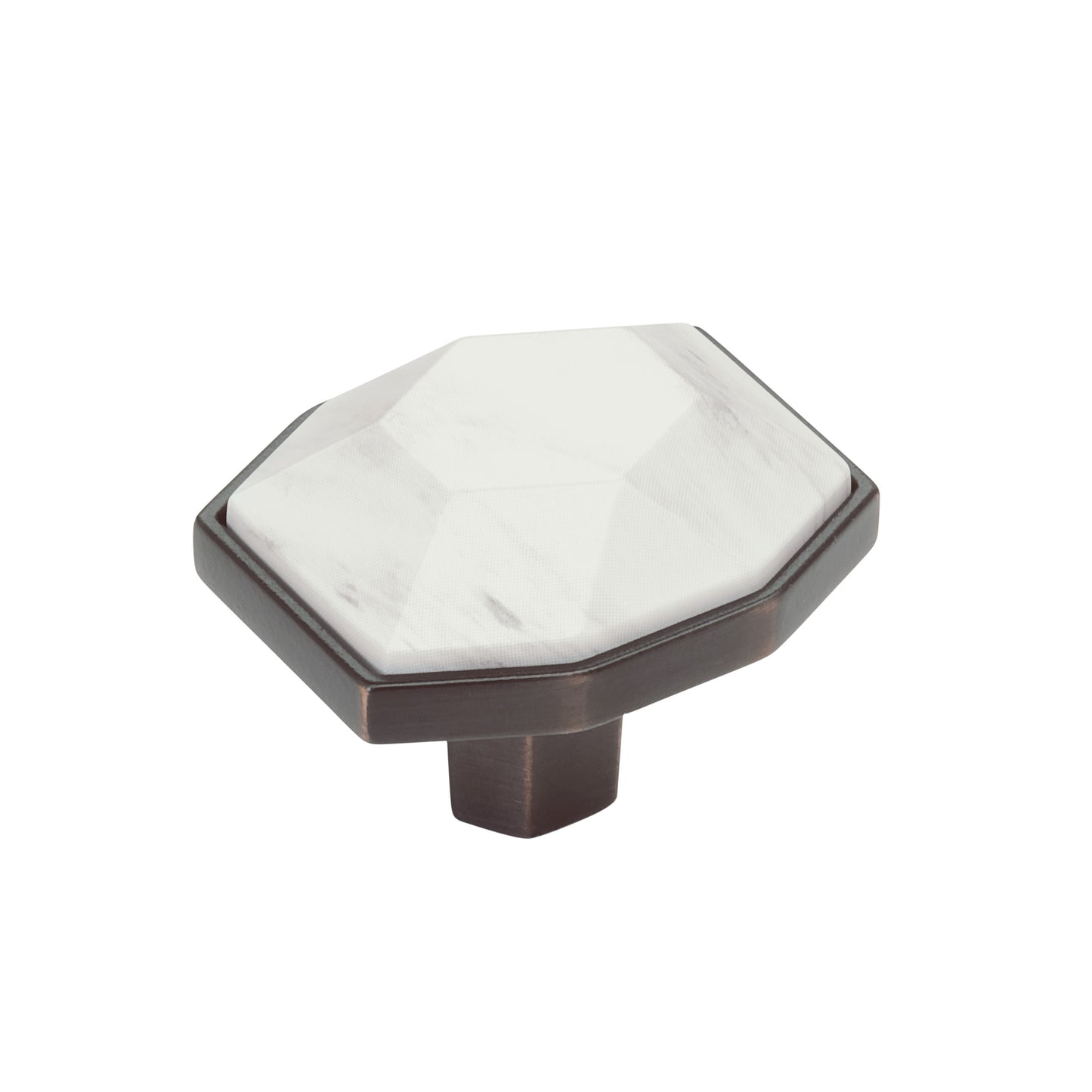 Amerock Carrione Knob - 1-5/8 inch (41mm) Length - Marble White/Oil-Rubbed Bronze