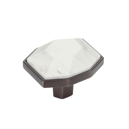 Amerock Carrione Cabinet Knob - Marble White/Oil-Rubbed Bronze