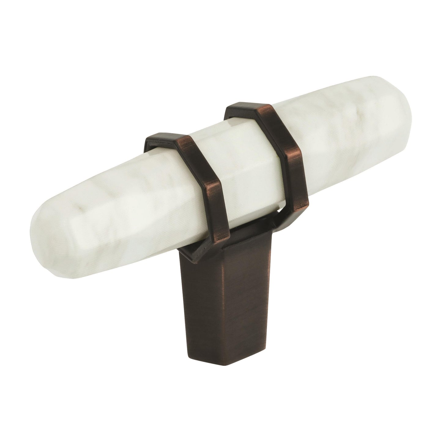Amerock Carrione Knob - 2-1/2 inch (64mm) Length - Marble White/Oil-Rubbed Bronze