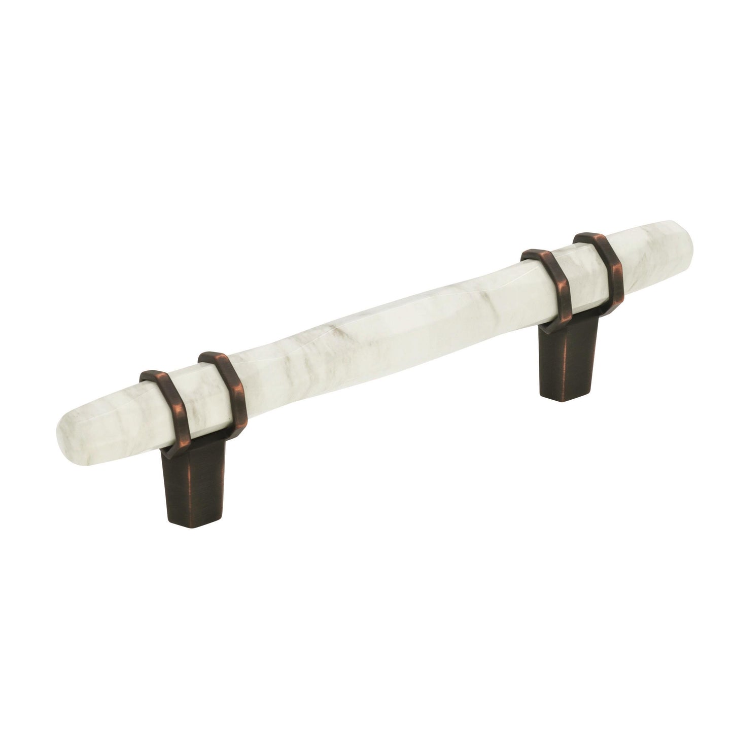Amerock Carrione Pull - 3-3/4 inch (96mm) CTC - Marble White/Oil-Rubbed Bronze