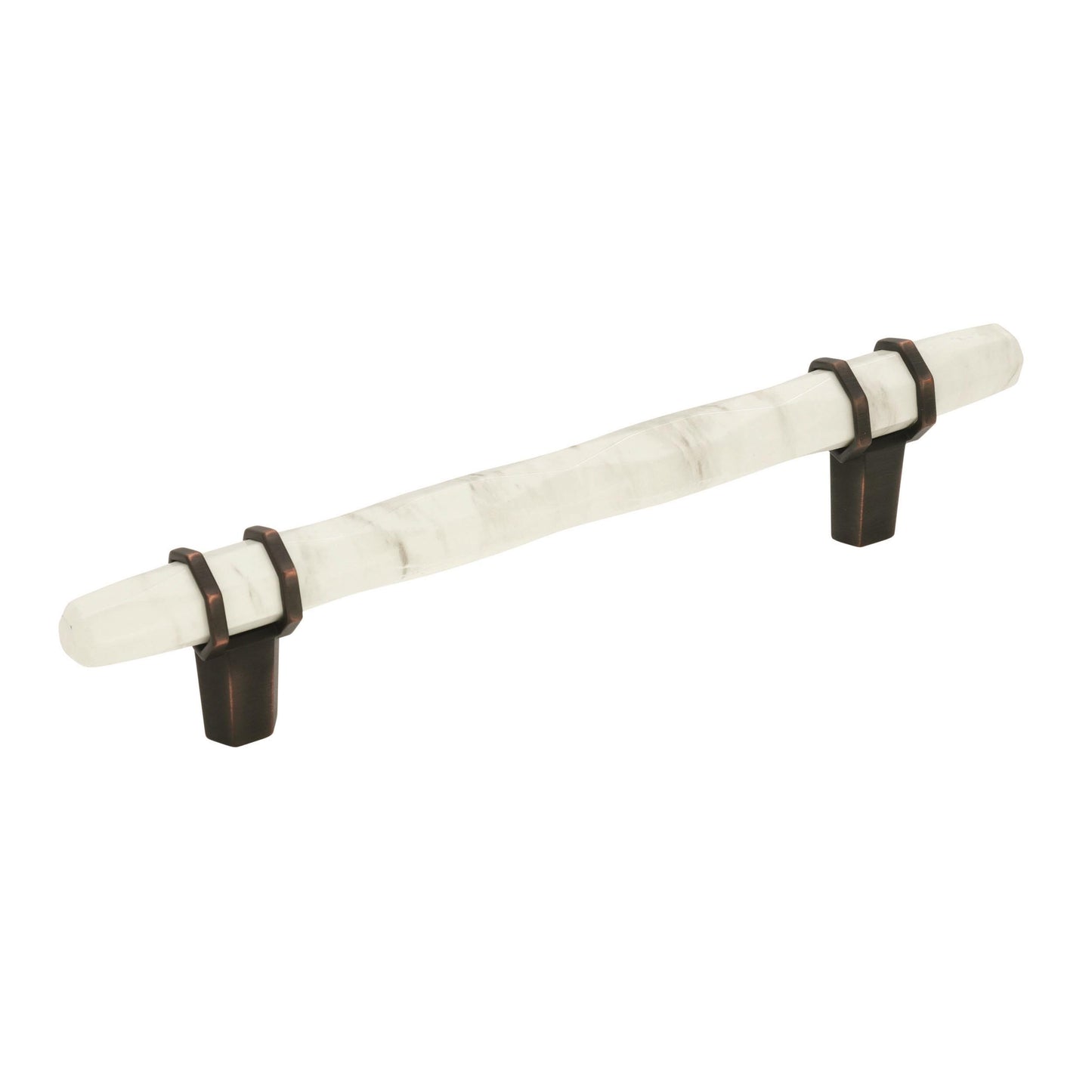 Amerock Carrione Pull - 5-1/16 inch (128mm) CTC - Marble White/Oil-Rubbed Bronze