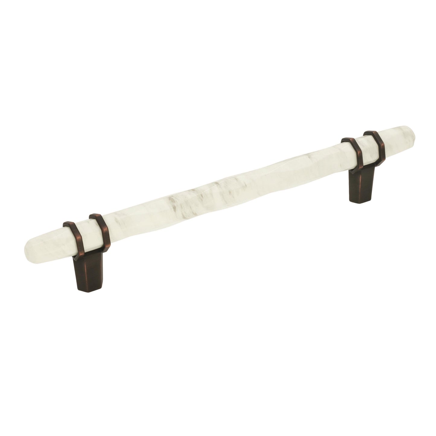 Amerock Carrione Pull - 6-5/16 inch (160mm) CTC - Marble White/Oil-Rubbed Bronze