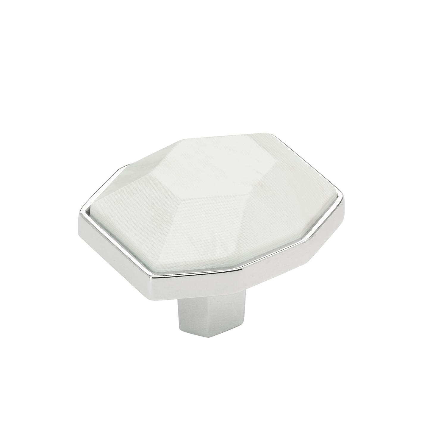 Amerock Carrione Knob - 1-5/8 inch (41mm) Length - Marble White/Polished Chrome