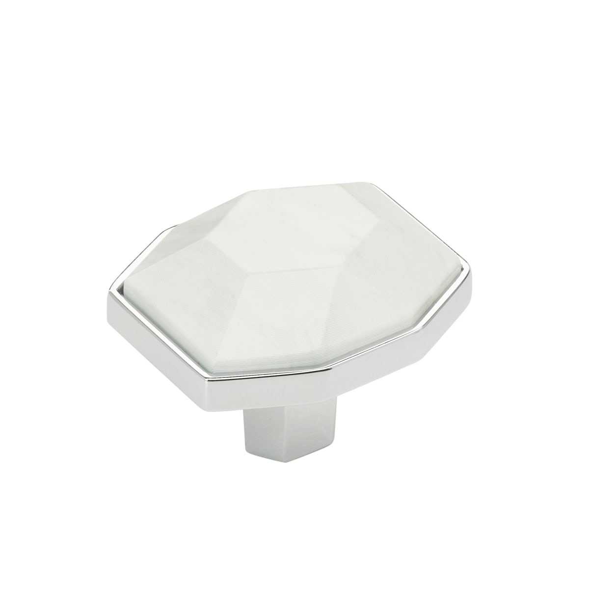 Amerock Carrione Cabinet Knob - Marble White/Polished Chrome