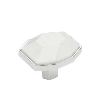Amerock Carrione Cabinet Knob - Marble White/Polished Chrome