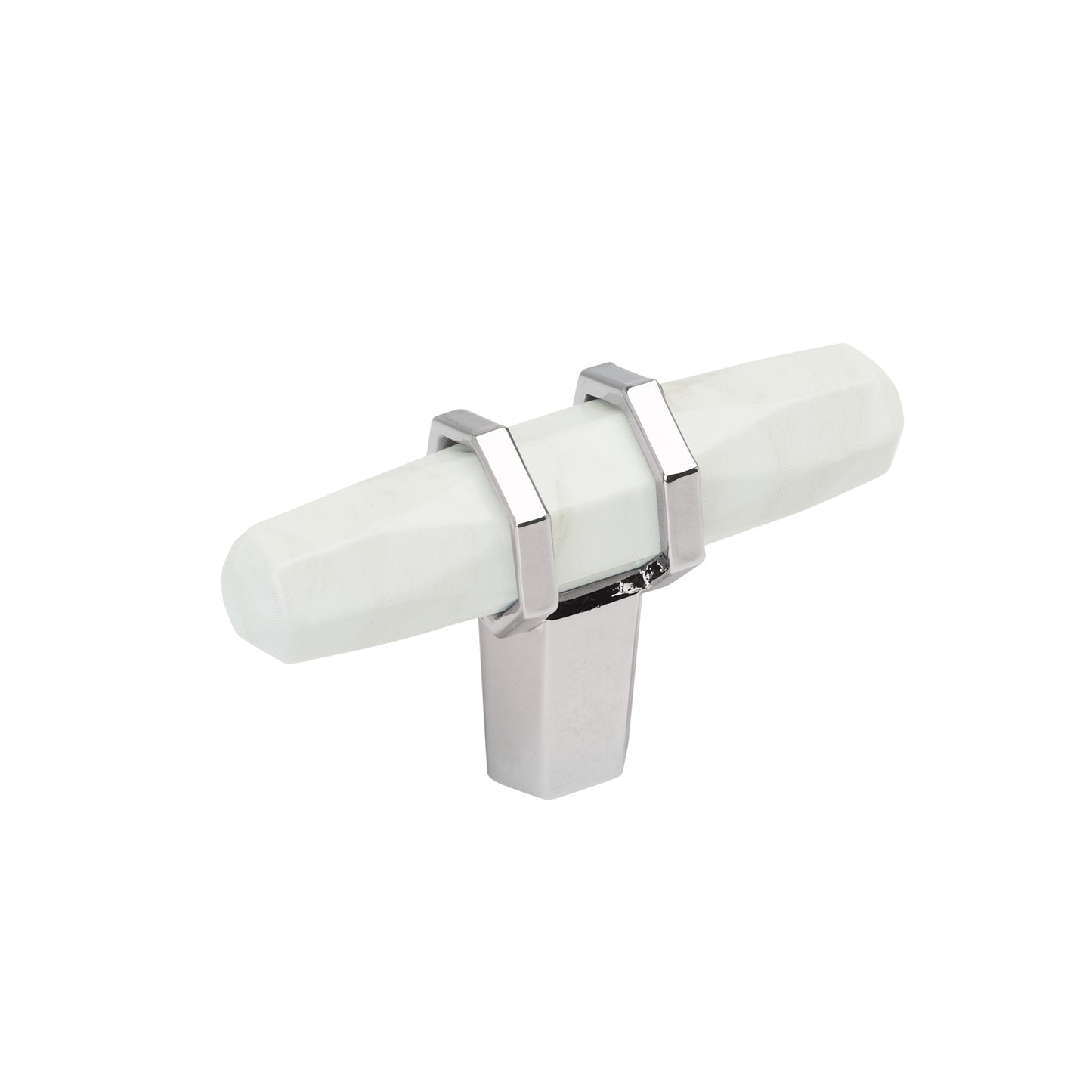 Amerock Carrione Knob - 2-1/2 inch (64mm) Length - Marble White/Polished Chrome