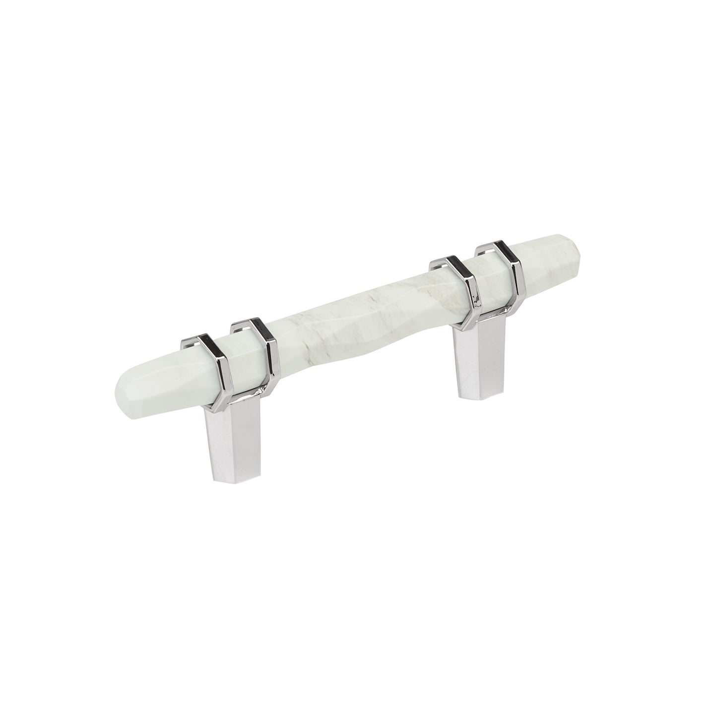 Amerock Carrione Pull - 3 inch (76mm) CTC - Marble White/Polished Chrome