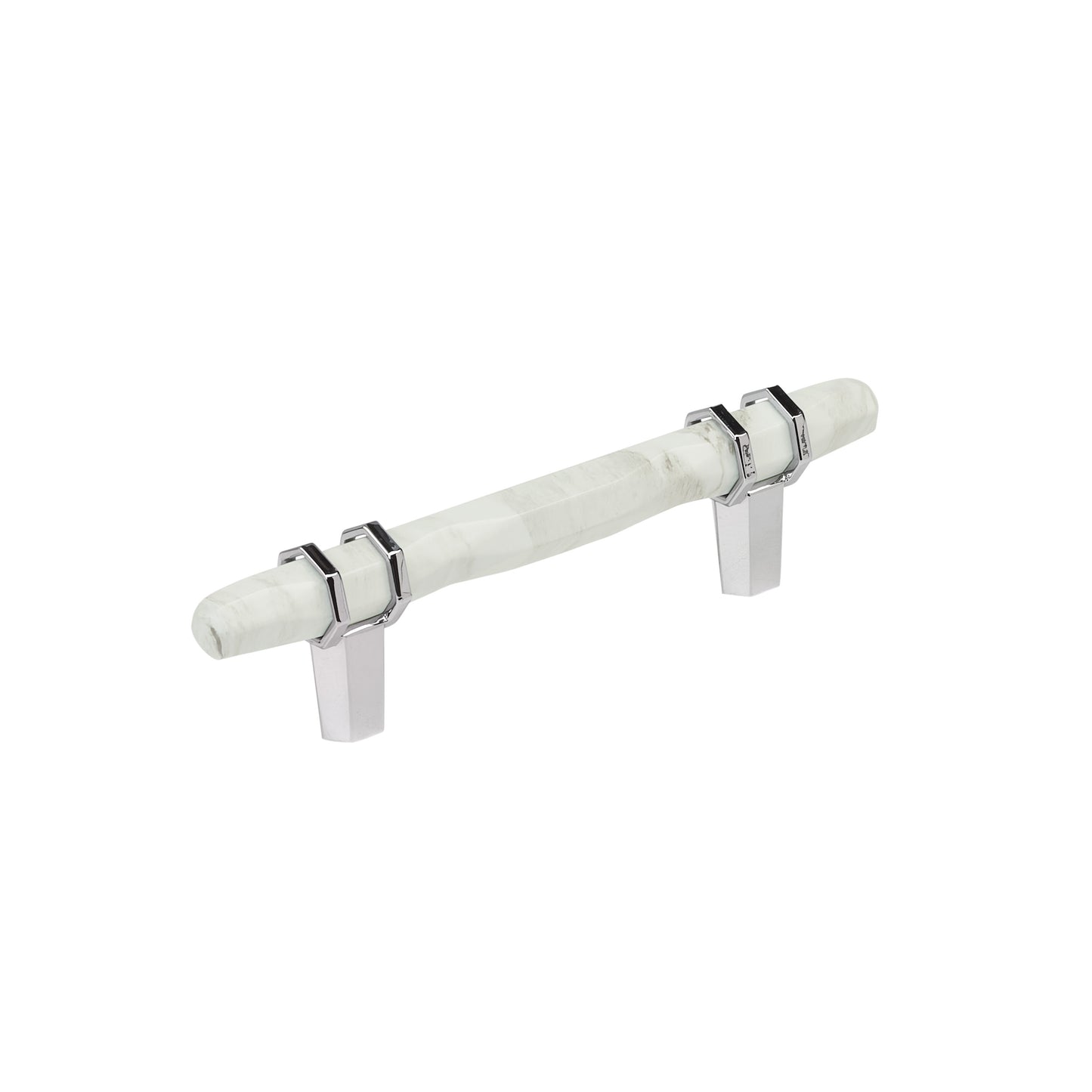 Amerock Carrione Pull - 3-3/4 inch (96mm) CTC - Marble White/Polished Chrome