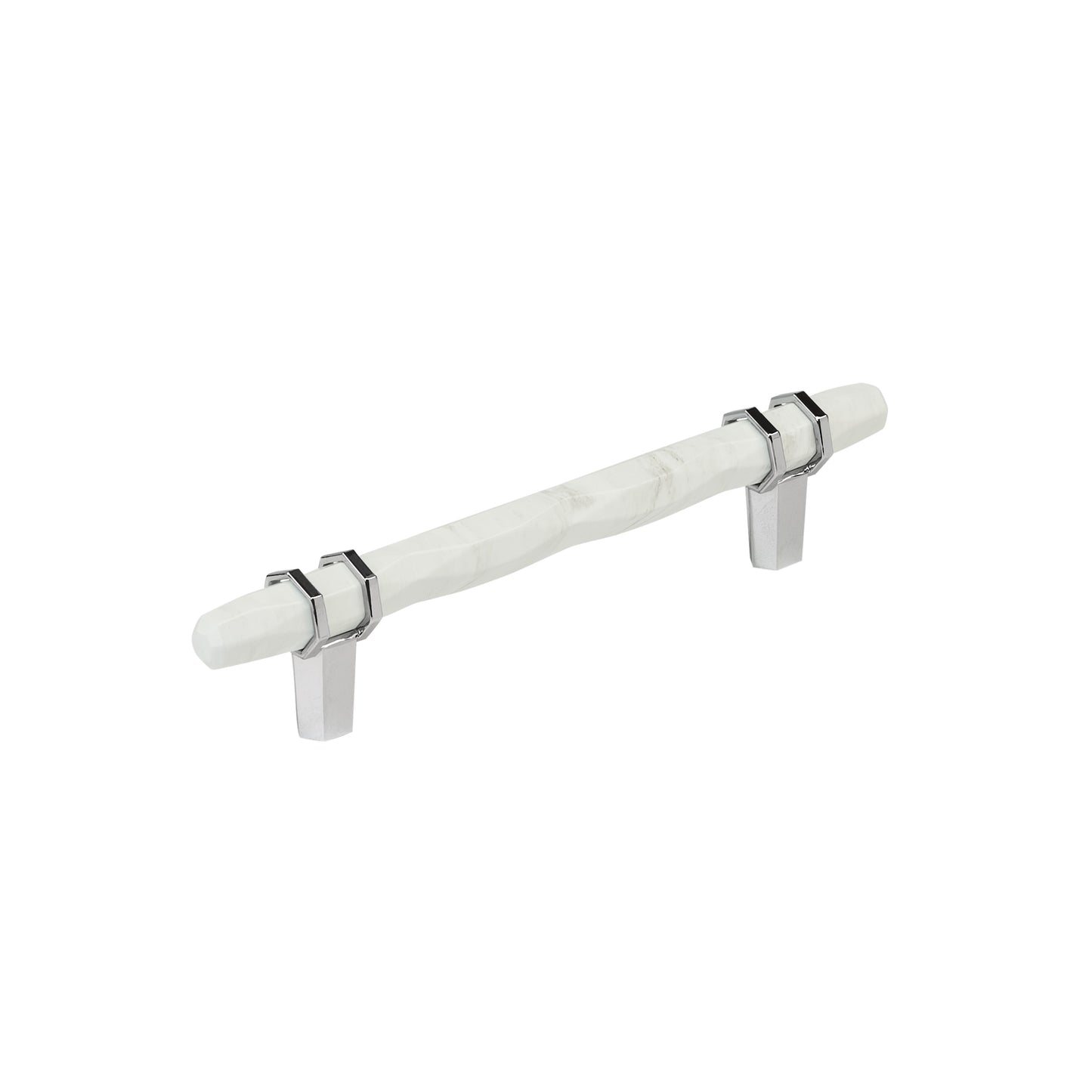 Amerock Carrione Pull - 5-1/16 inch (128mm) CTC - Marble White/Polished Chrome