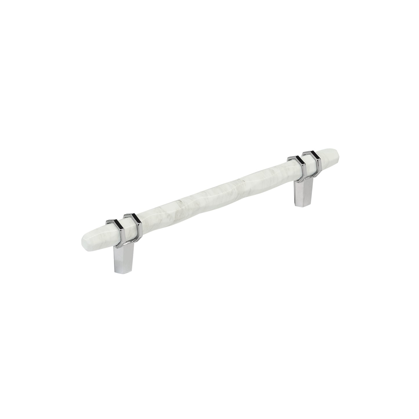 Amerock Carrione Pull - 6-5/16 inch (160mm) CTC - Marble White/Polished Chrome