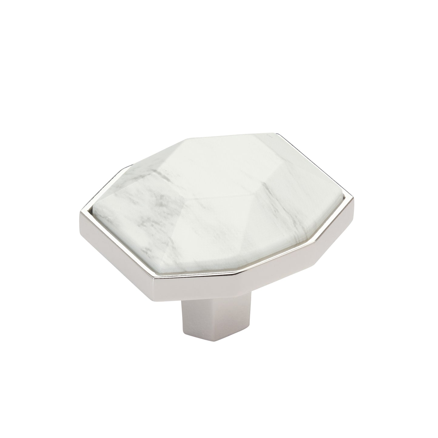 Amerock Carrione Knob - 1-5/8 inch (41mm) Length - Marble White/Polished Nickel